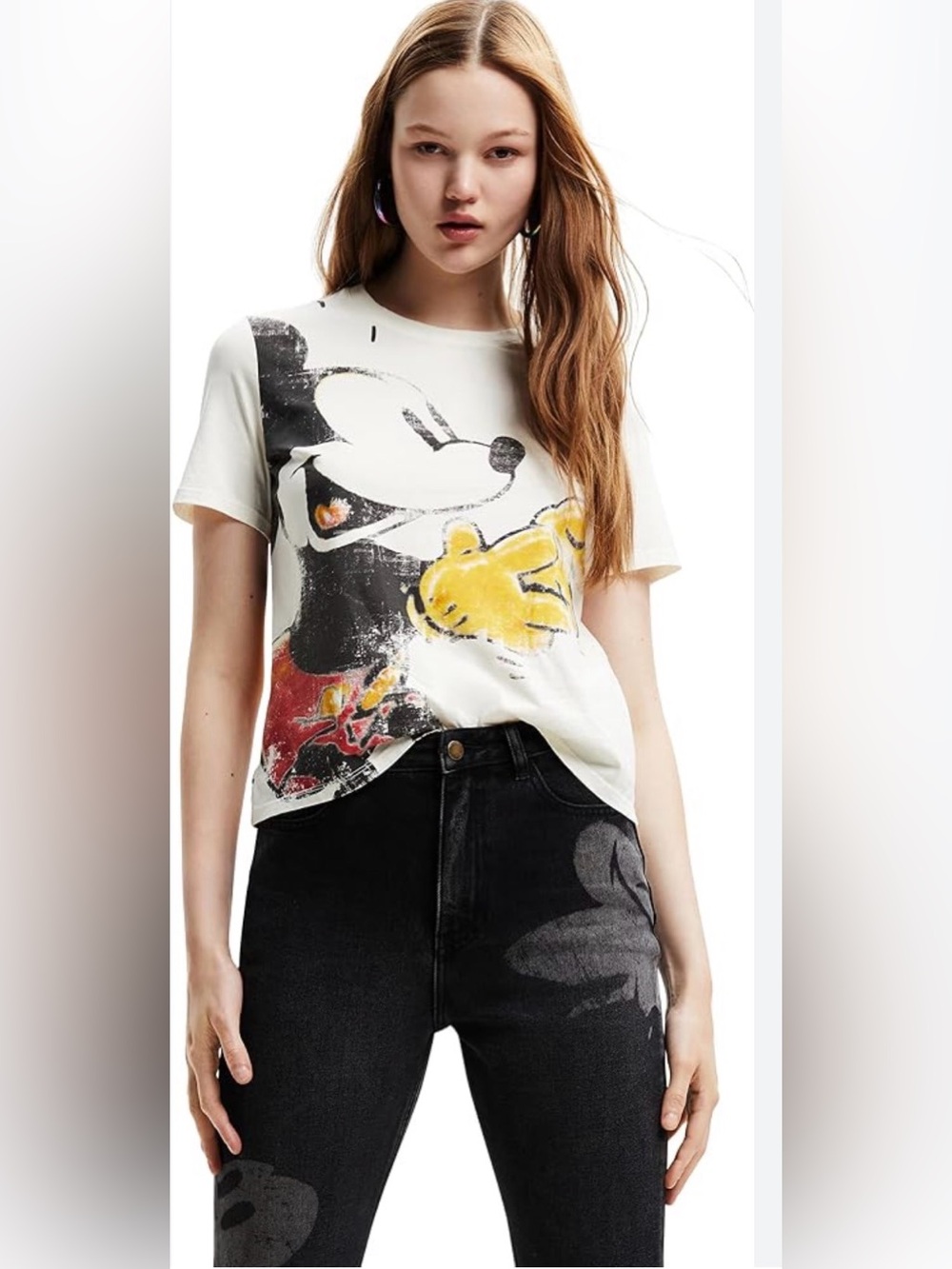 Desigual Disney Mickey Mouse Graphic T Shirt White Pop Art Tee Approx Small - Picture 14 of 14